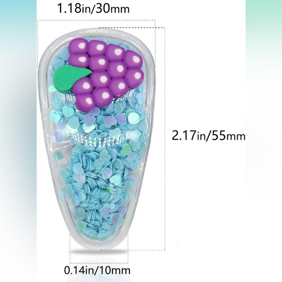 5 PCs Confetti Fruit Shaker Snap Hair Clips for Girls and Adults - Picture 10 of 13